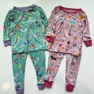 Little Sleepies Mermaid and Forest Friends Pajama Bundle- Green and Pink